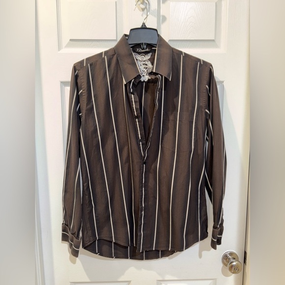 7 Diamonds Other - 7 Diamonds Mens Shirt Extra Large Button Down Brown Striped Long Sleeve SZ XL